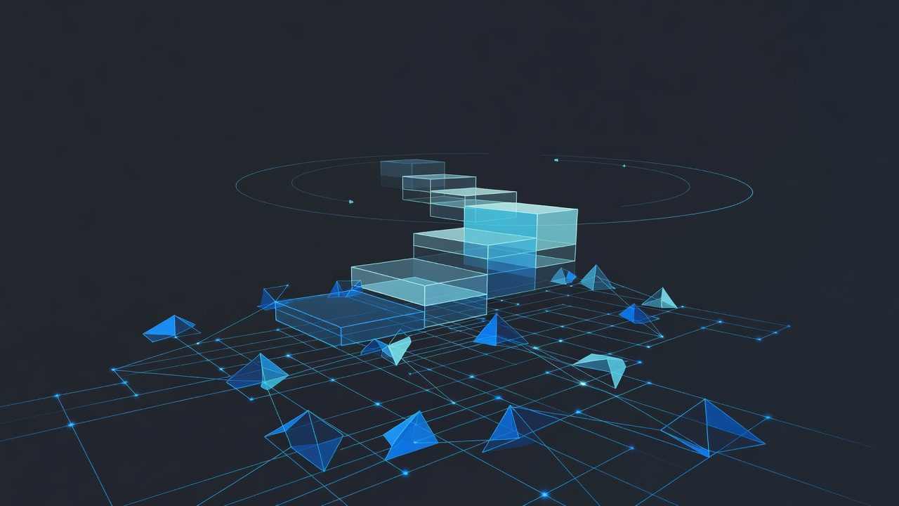 Abstract cyan power-grid and stepped compute capacity ramp for SpaceX AI GW claims, AI-generated